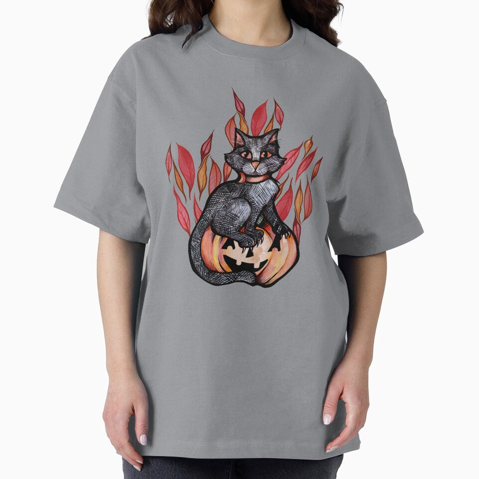 Autumn Black Cat Jack O Lantern by FrictionMaxxing