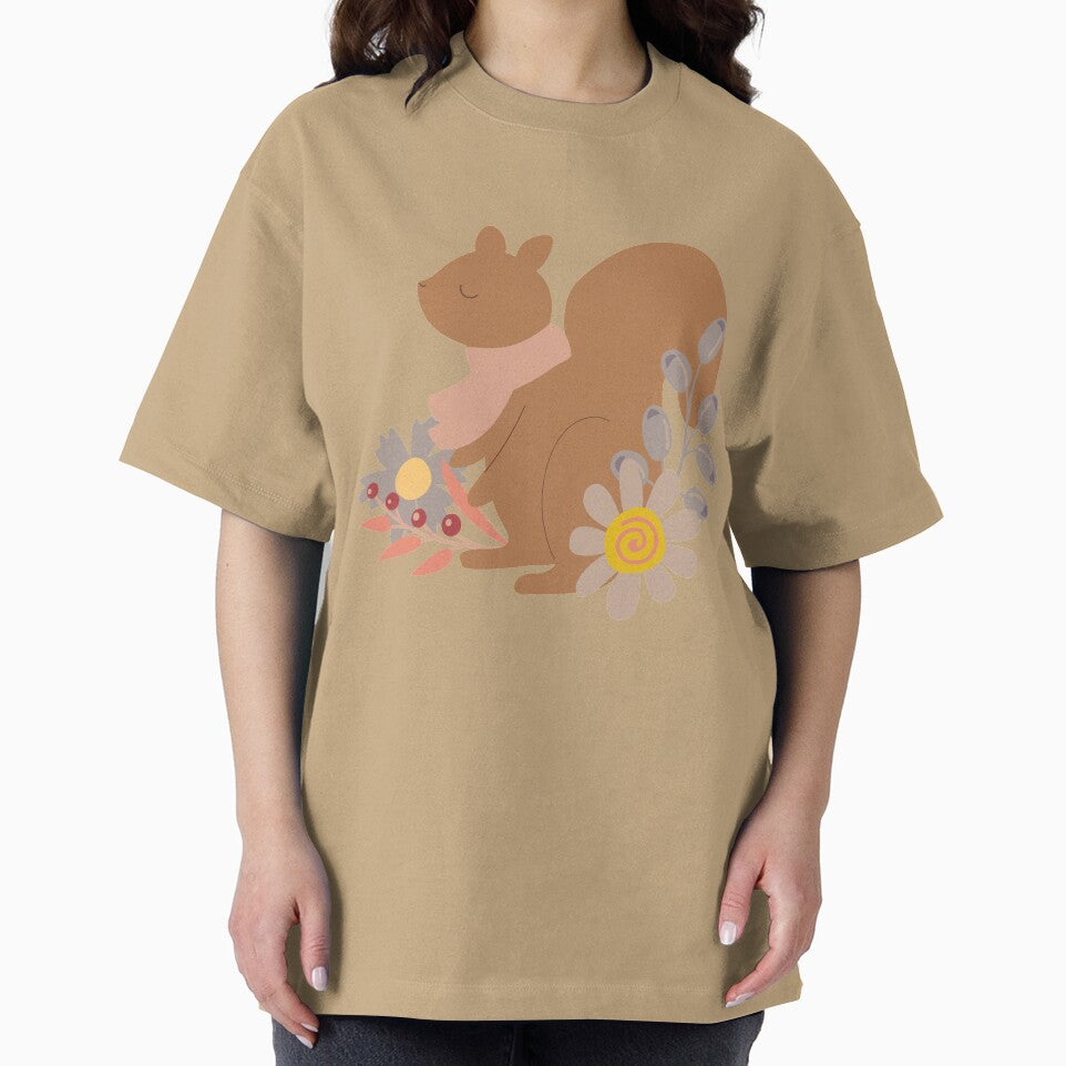 Cute squirrel in Autumn floral pattern by FunnyChameleon