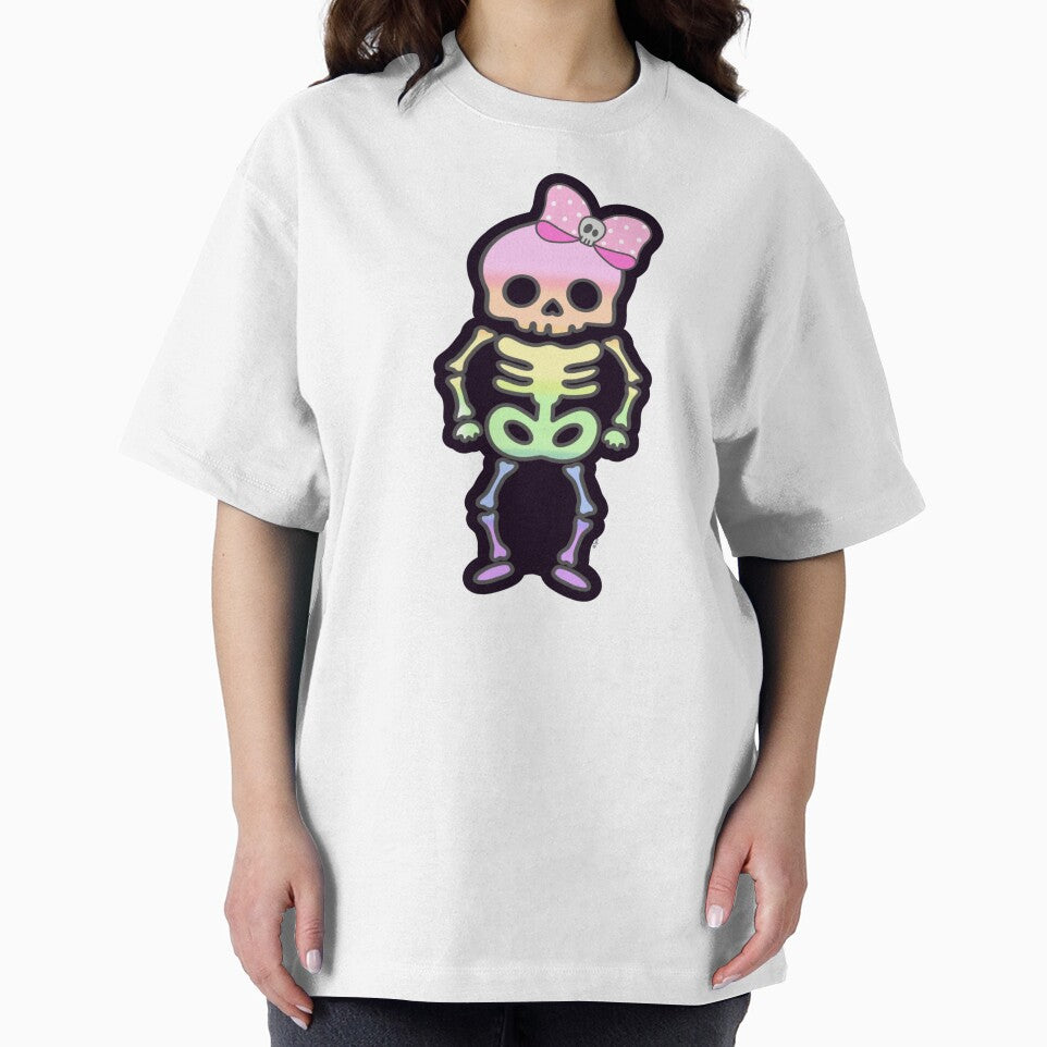 Girly Skeleton with Pink Bow & Rainbow Ombre by SpunkyDoodles
