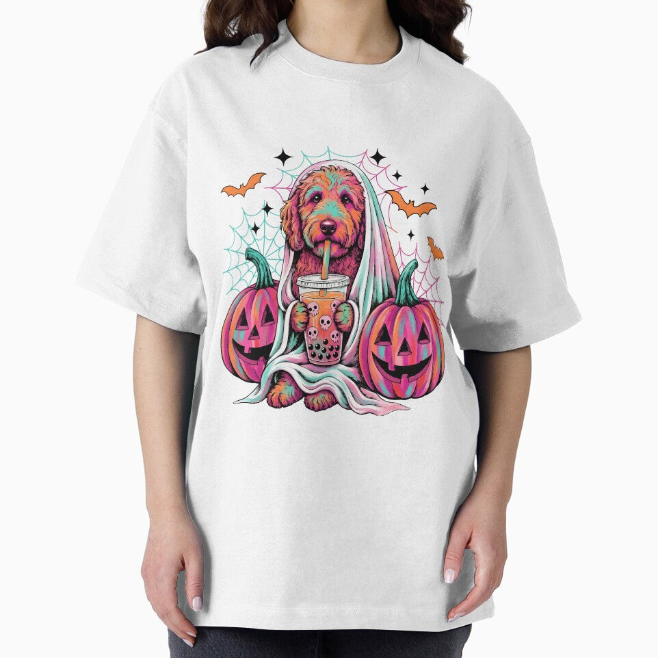 Halloween Ghost Dog Boba Tea Goldendoodle by KroghDs