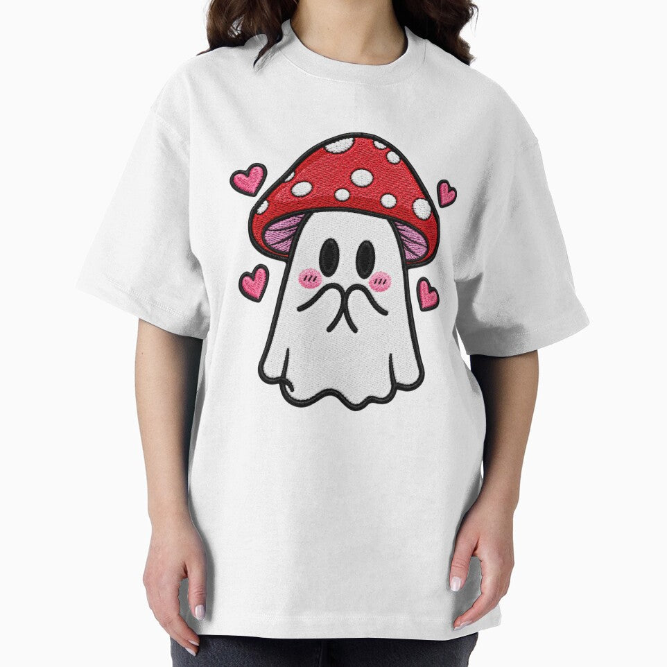 Shy Ghost Kawaii Embroidery Patch Design Cute Mushroom Boo by ColorSplash123