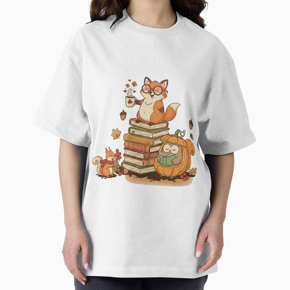 Cozy Autumn Animals with Books – Fox, Owl & Squirrel Illustration by CanvasFox