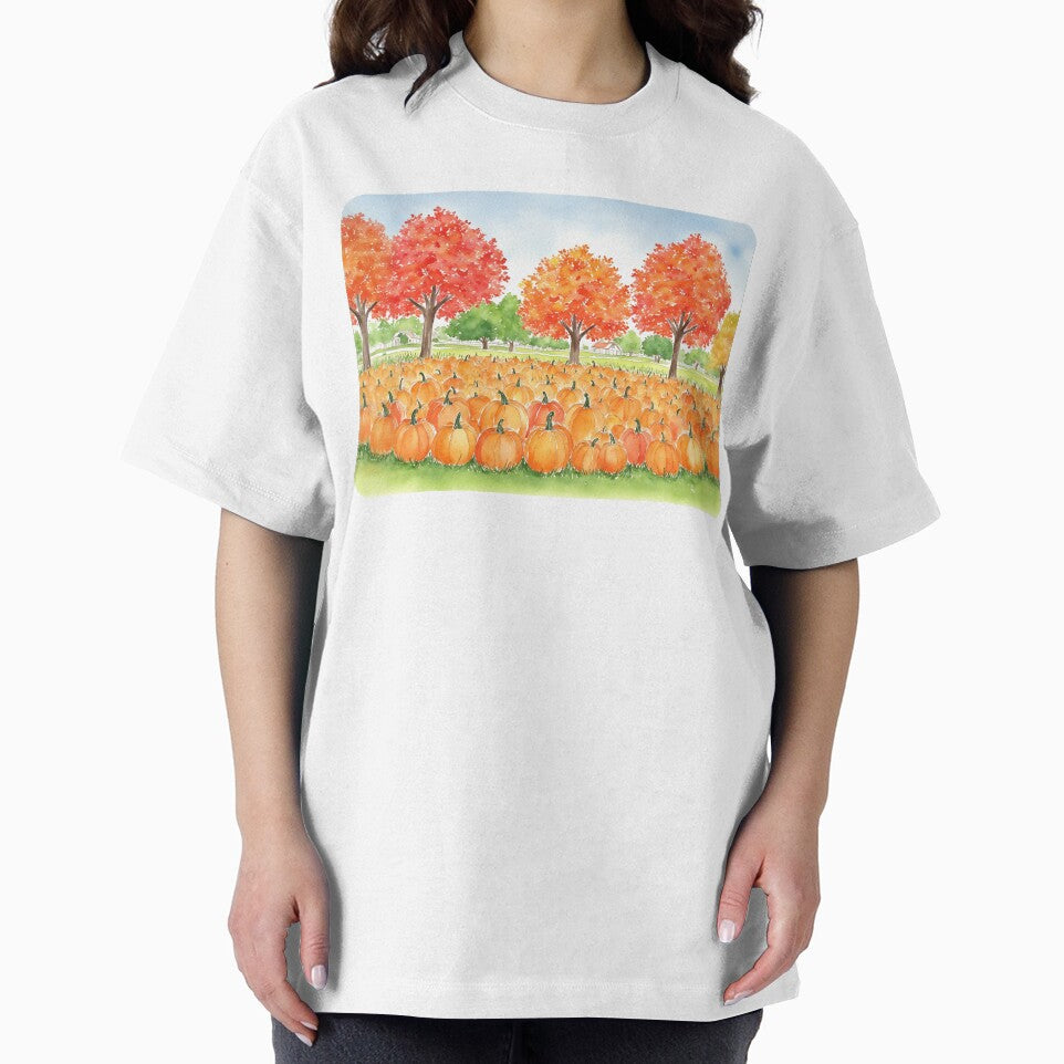 Pumpkin Patch Autumn Fall Watercolor by Magnolia Valley Art