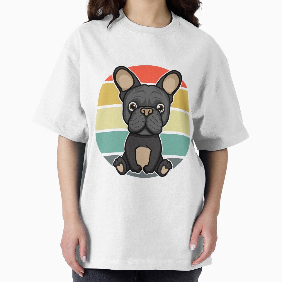 French Bulldog Black Retro Sunset Circle by paulosbpires