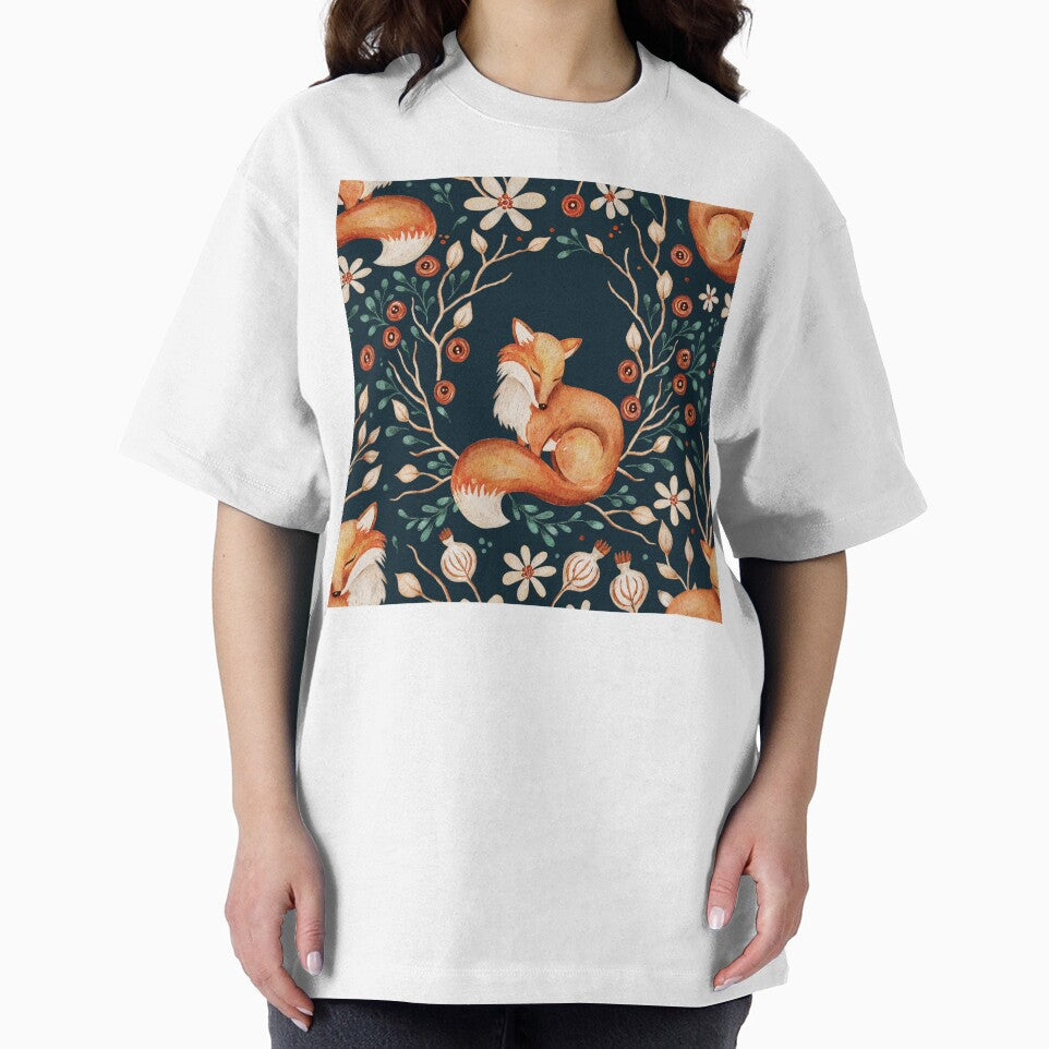 Dark Watercolour Autumn Fox Pattern – Forestcore Florals and Berries by smeraldosecrets