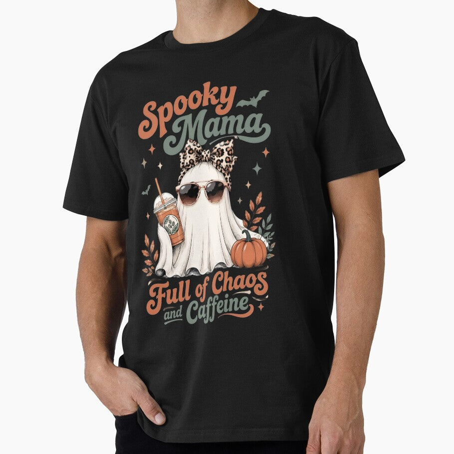 Spooky Mama Full Of Chaos And Caffeine Ghost Halloween by Sovereign Supply Co.