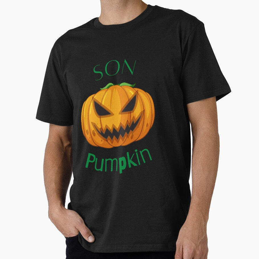 Son Pumpkin (in black) - Funny Halloween Pumpkin Head by CosmicStory