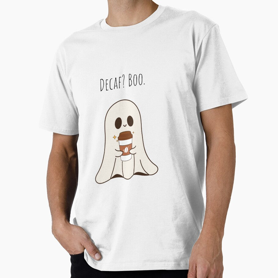 "Decaf? Boo." Cute Ghost Coffee Pun Shirt by CloudyDreams123