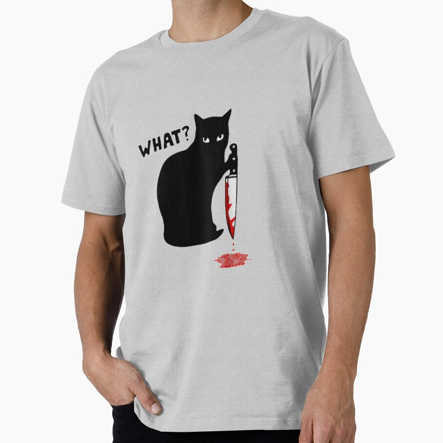 Cat What?  Murderous Black Cat With Knife Halloween Gift by amethystdesign
