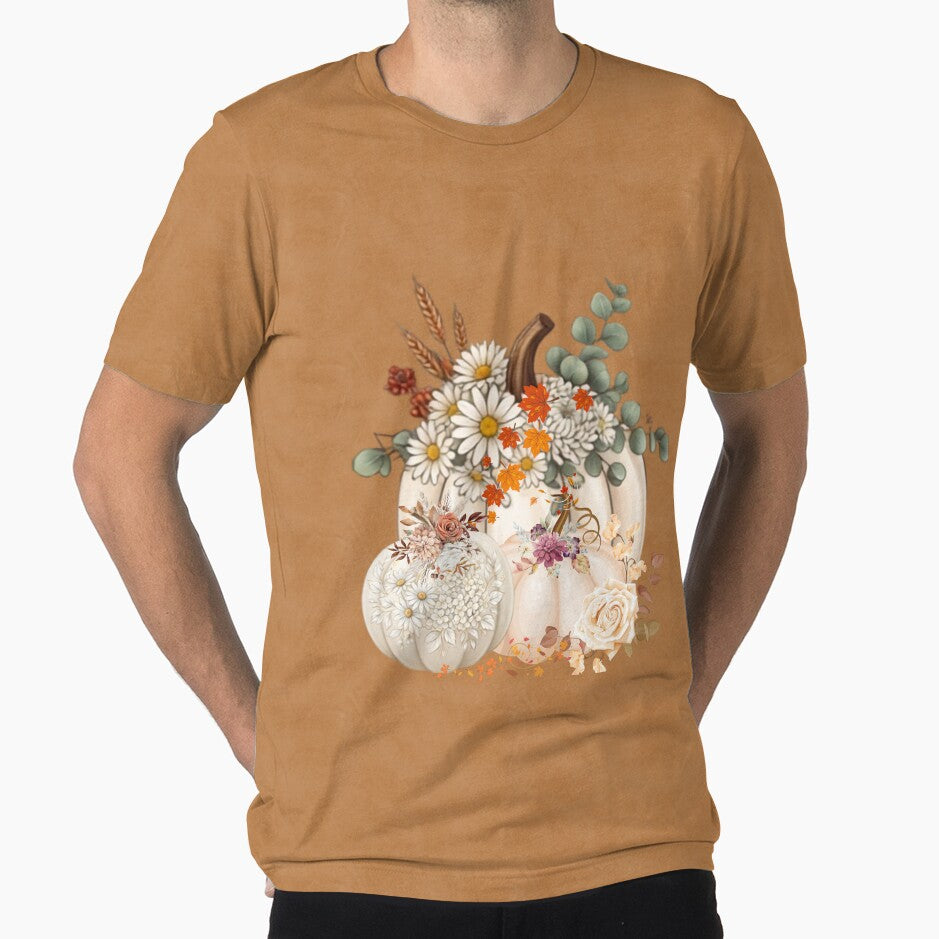 Boho Autumn Pumpkins and Floral Watercolor Art - Fall Harvest by VibranPalette