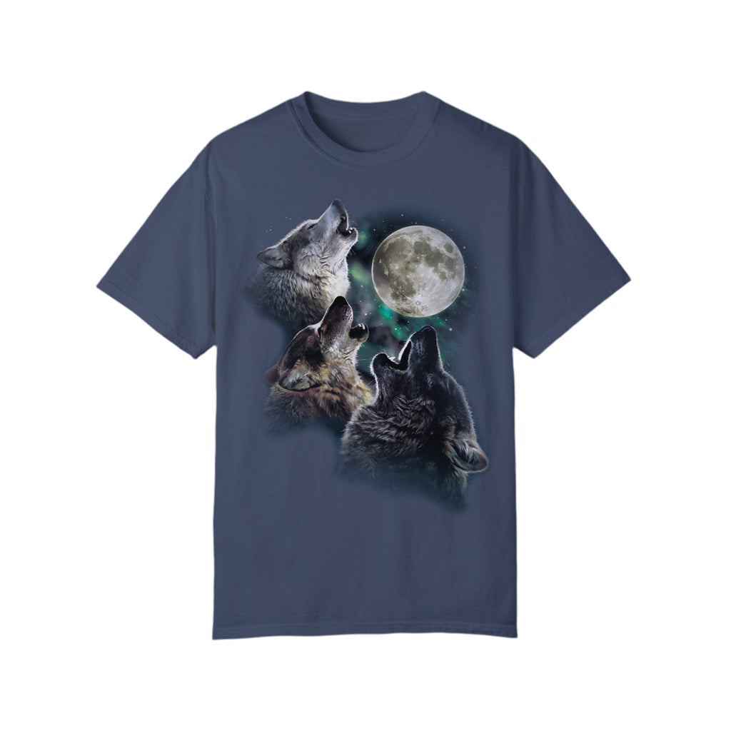 Three Wolves Howling At Moon