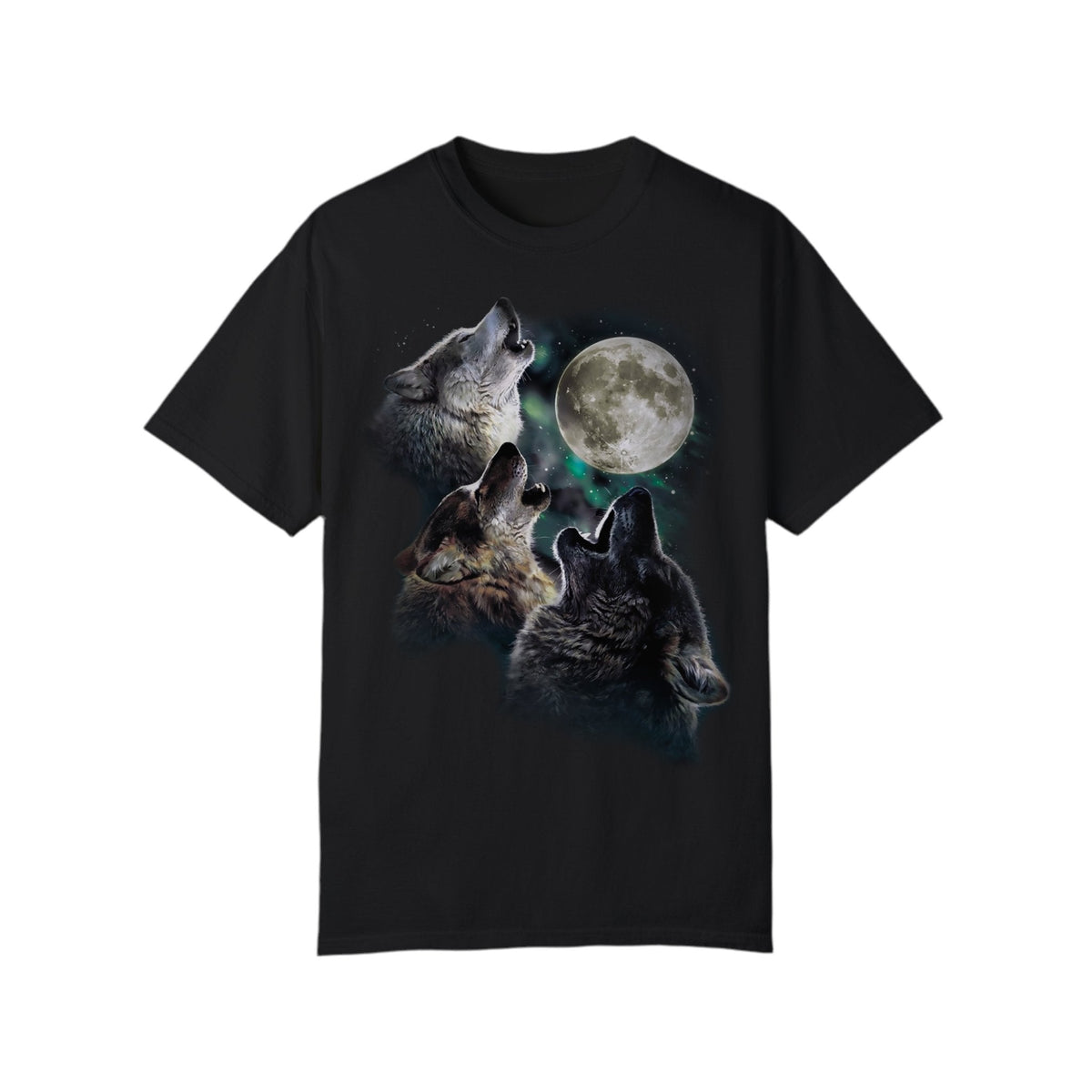 Three Wolves Howling At Moon