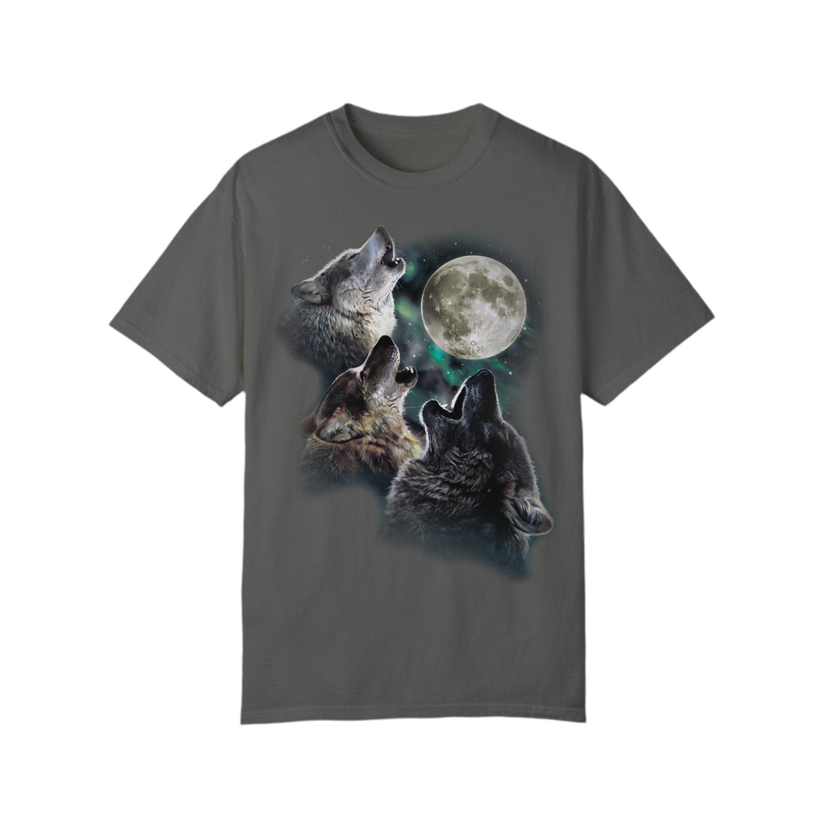 Three Wolves Howling At Moon