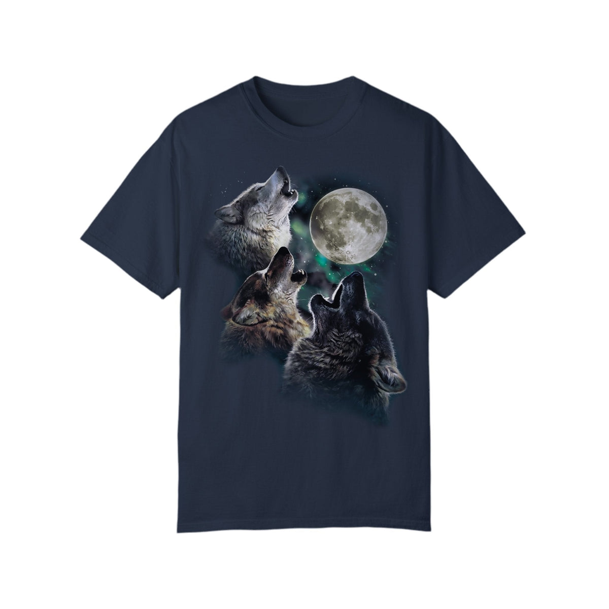 Three Wolves Howling At Moon