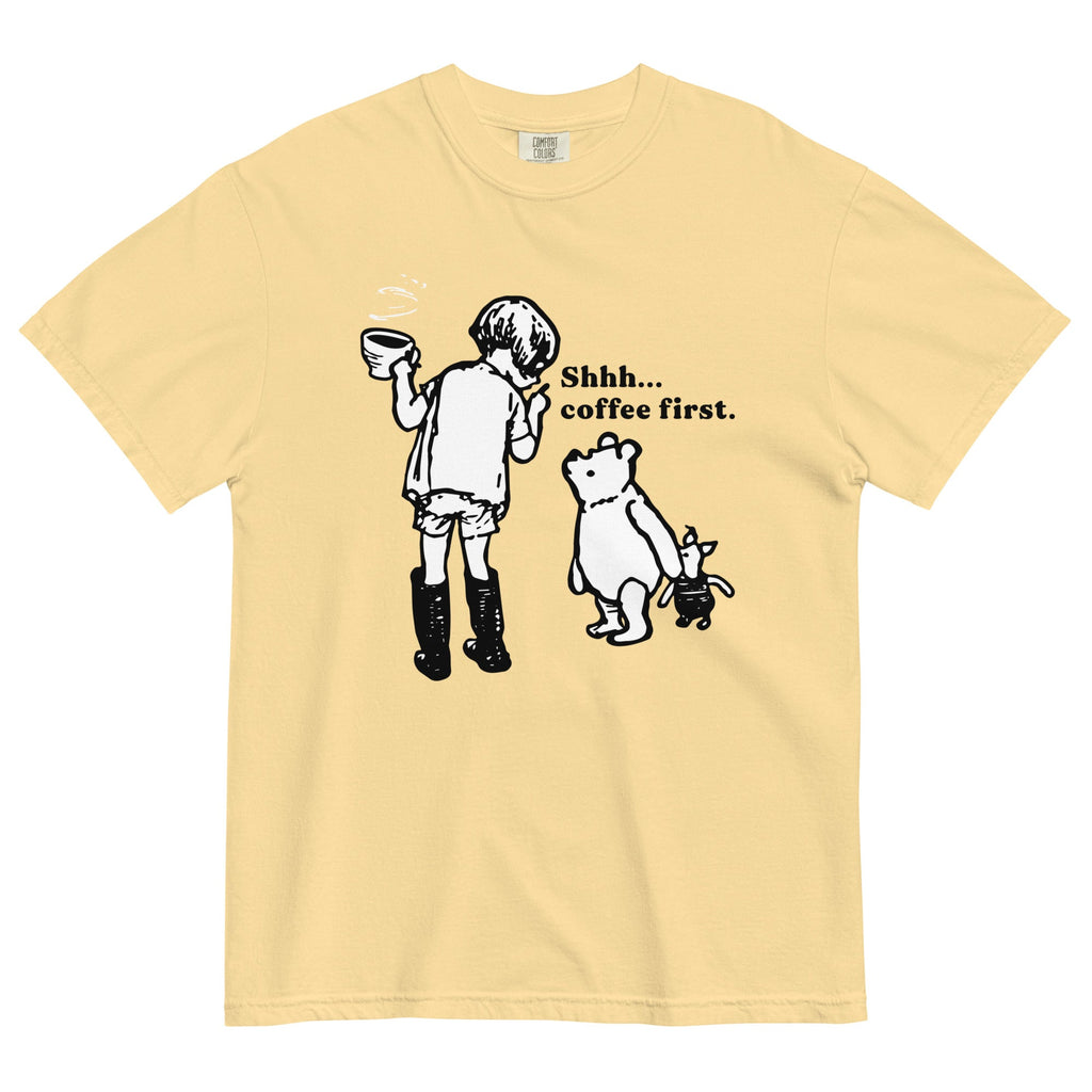 Shhh Coffee First Men's Relaxed Fit Tee