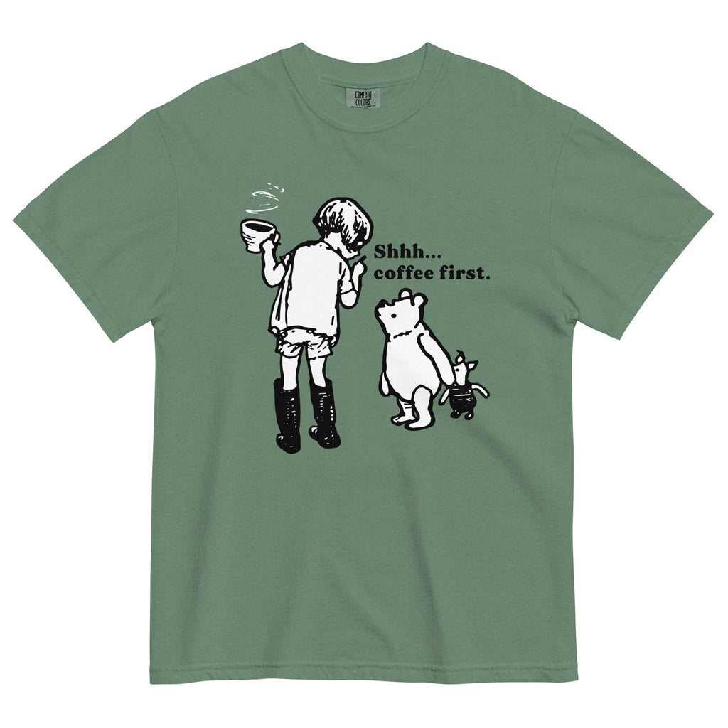 Shhh Coffee First Men's Relaxed Fit Tee