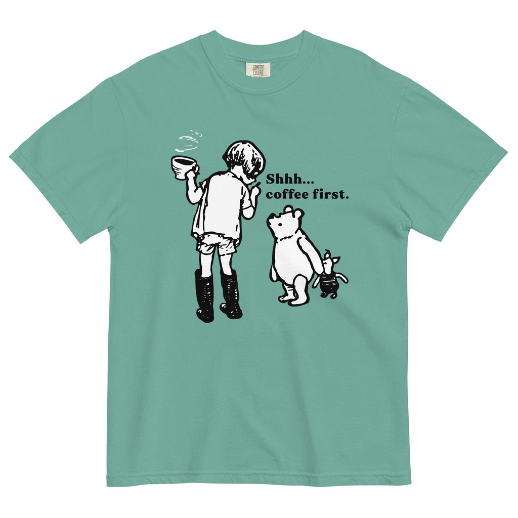 Shhh Coffee First Men's Relaxed Fit Tee