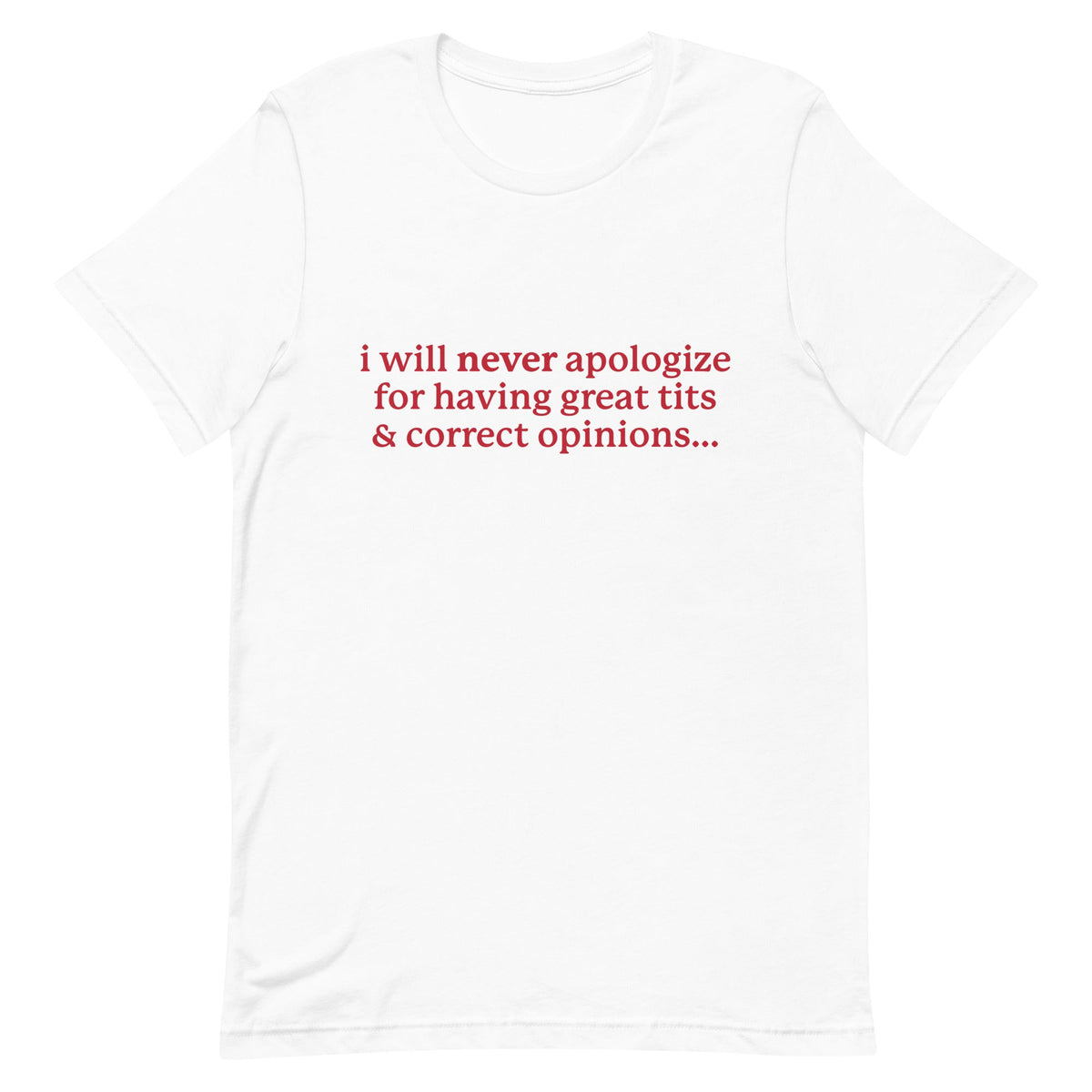 I Will Never Apologize (Great Tits & Correct Opinions) Unisex