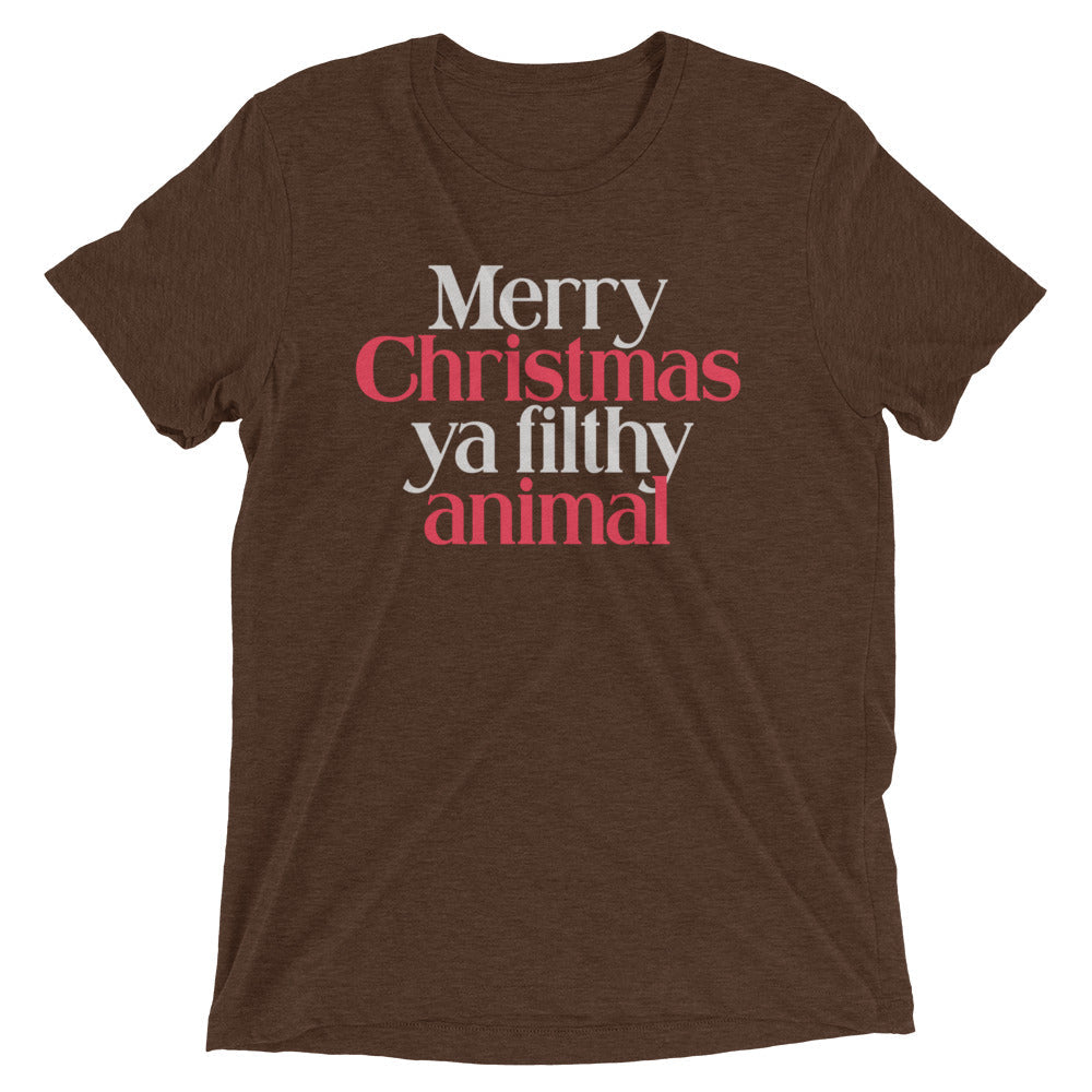 Merry Christmas Ya Filthy Animal Men's Tri-Blend Tee