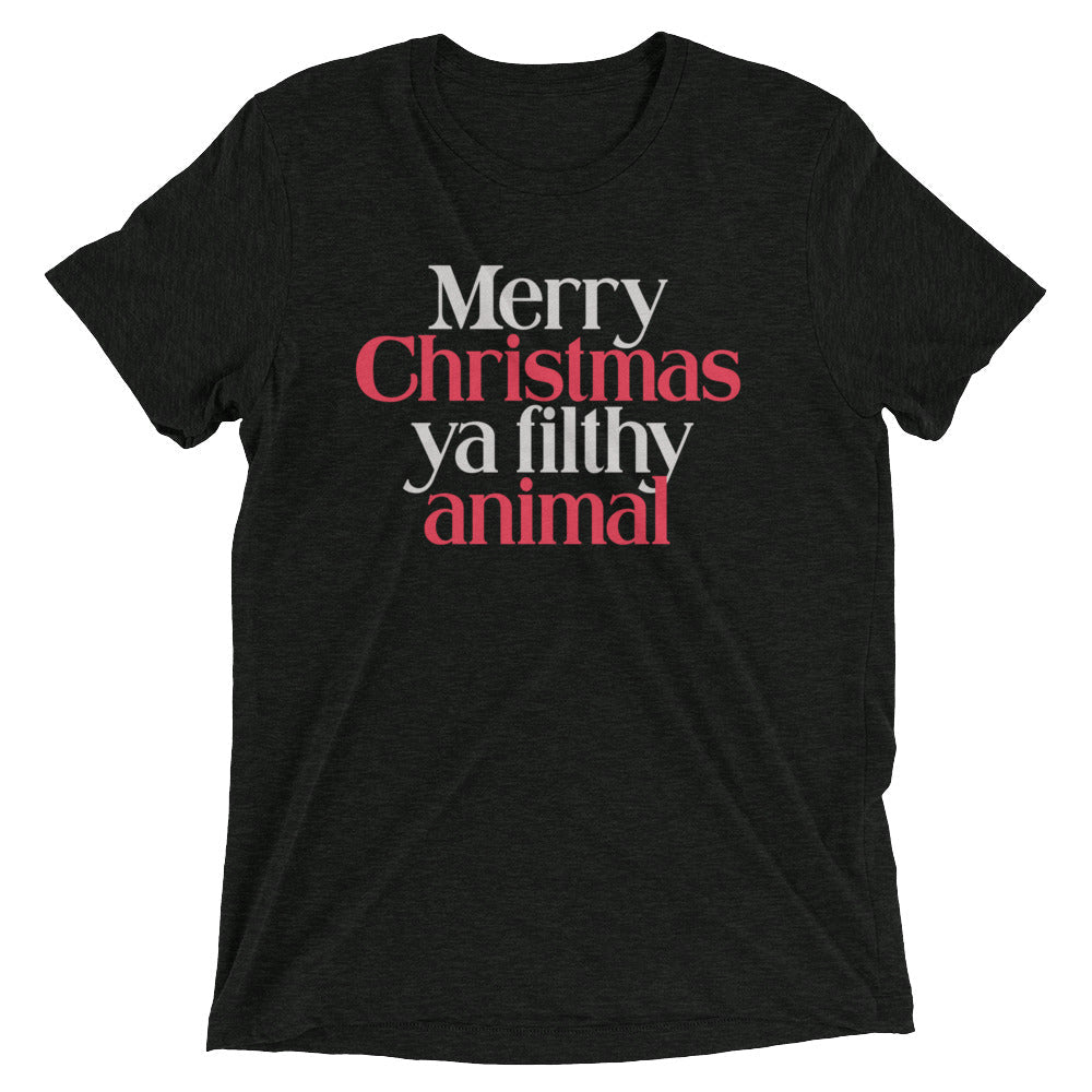 Merry Christmas Ya Filthy Animal Men's Tri-Blend Tee