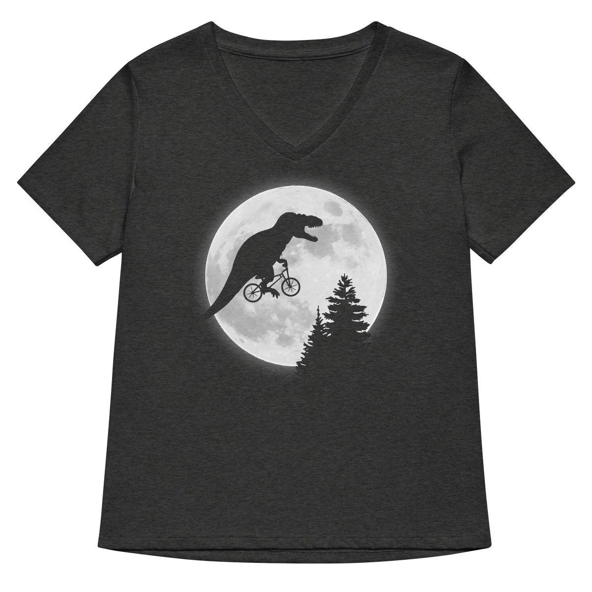 T-Rex Moon Women's V-Neck Tee