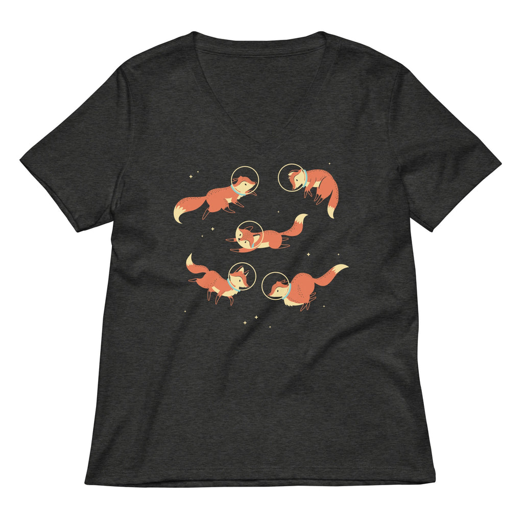 Foxes In Space Women's V-Neck Tee