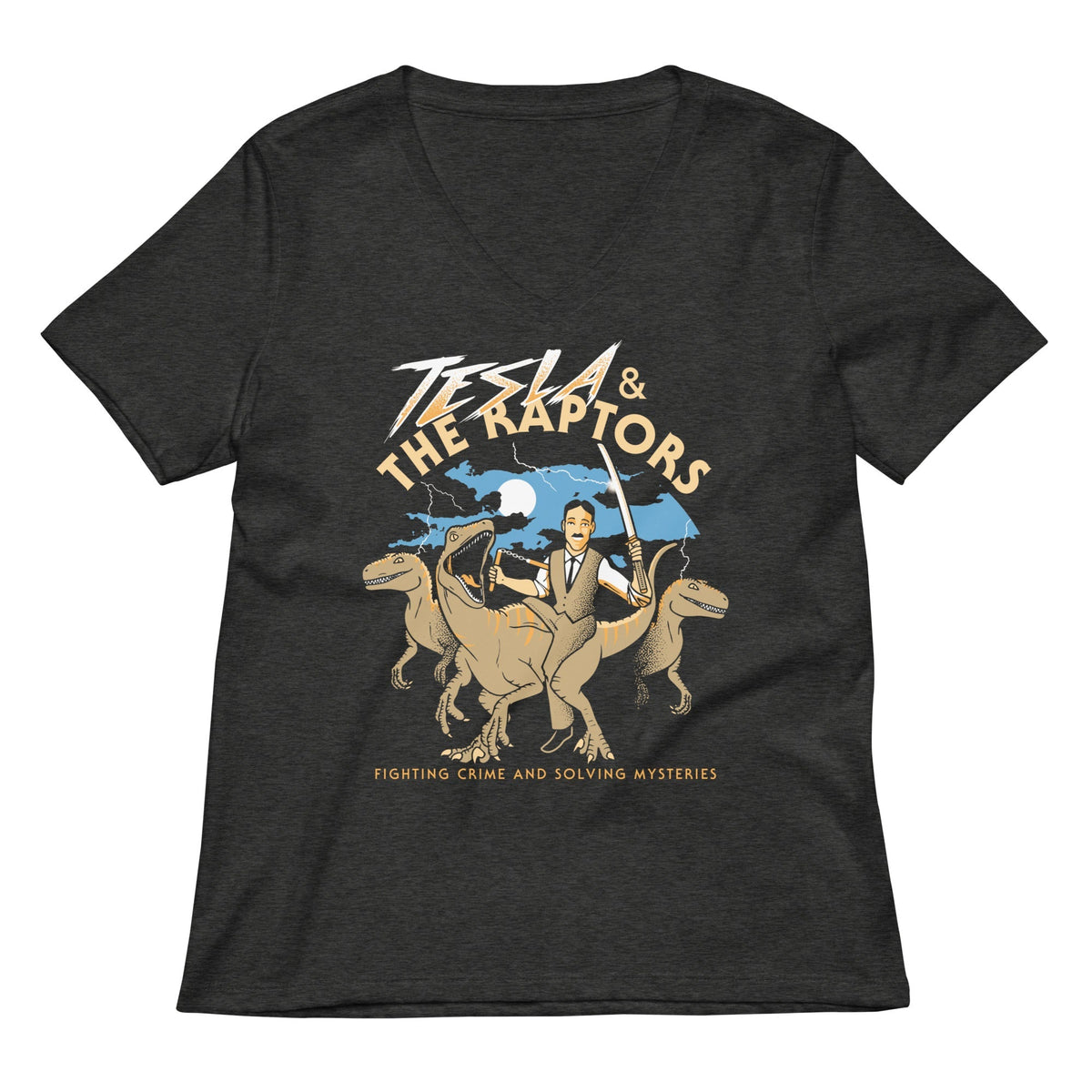 Tesla & The Raptors Women's V-Neck Tee