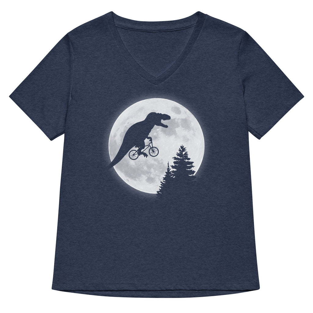 T-Rex Moon Women's V-Neck Tee