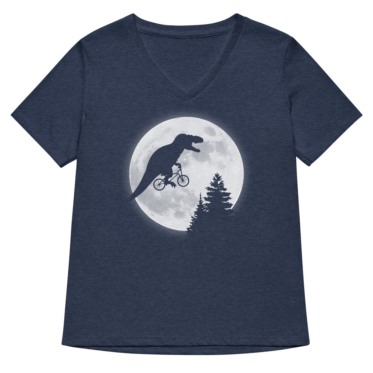 T-Rex Moon Women's V-Neck Tee