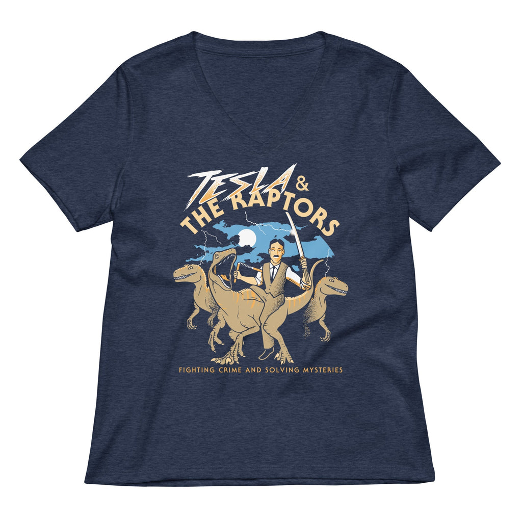 Tesla & The Raptors Women's V-Neck Tee