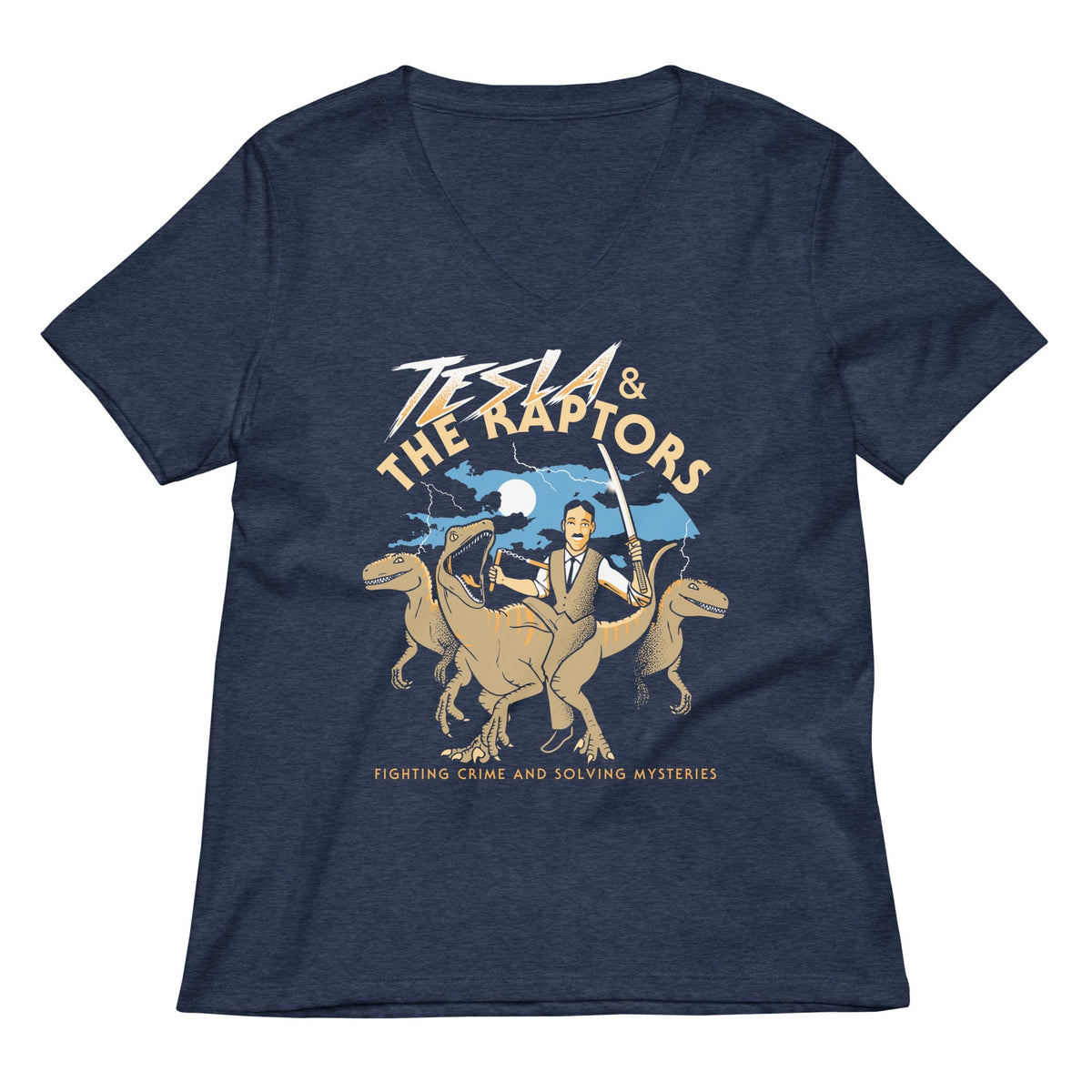 Tesla & The Raptors Women's V-Neck Tee