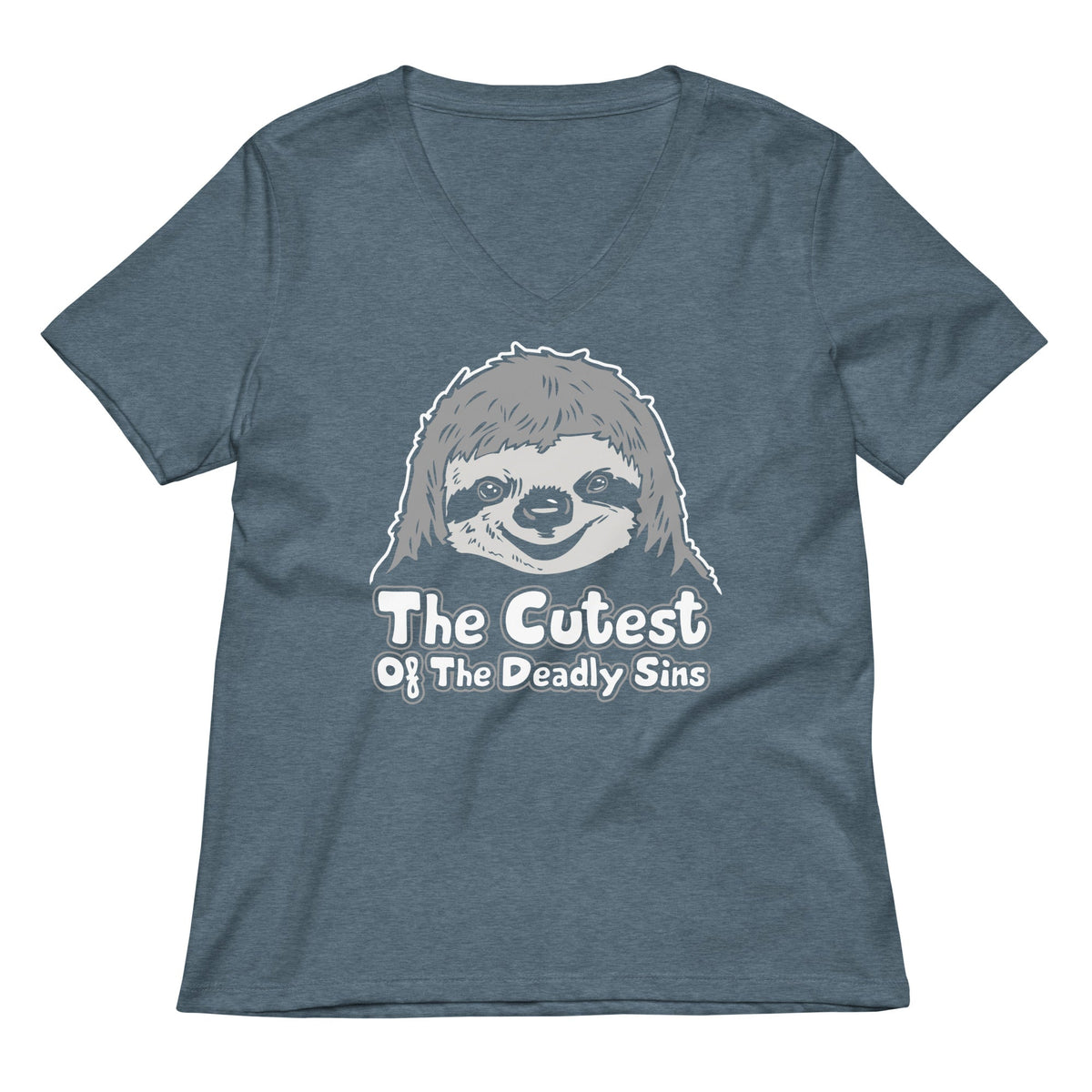 Sloth, The Cutest Of The Deadly Sins Women's V-Neck Tee